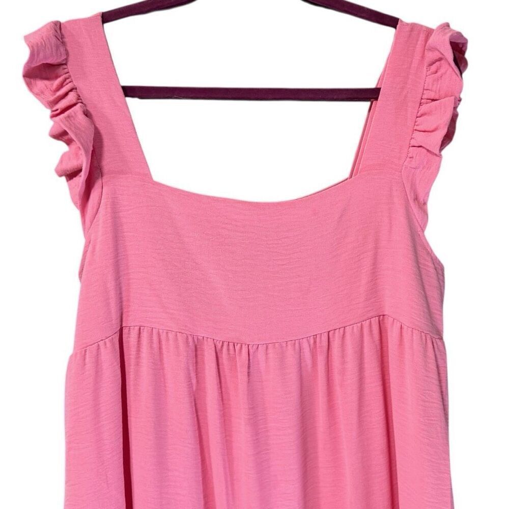 Pink Ruffled Sleeveless Tiered Midi Dress NWT | Reborn J - Picture 7 of 9